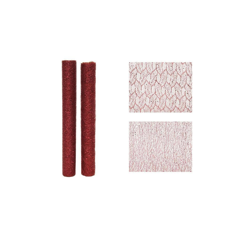 Kaemingk Decoris Deco Fabric Polyester Glitter Structure Red - 1