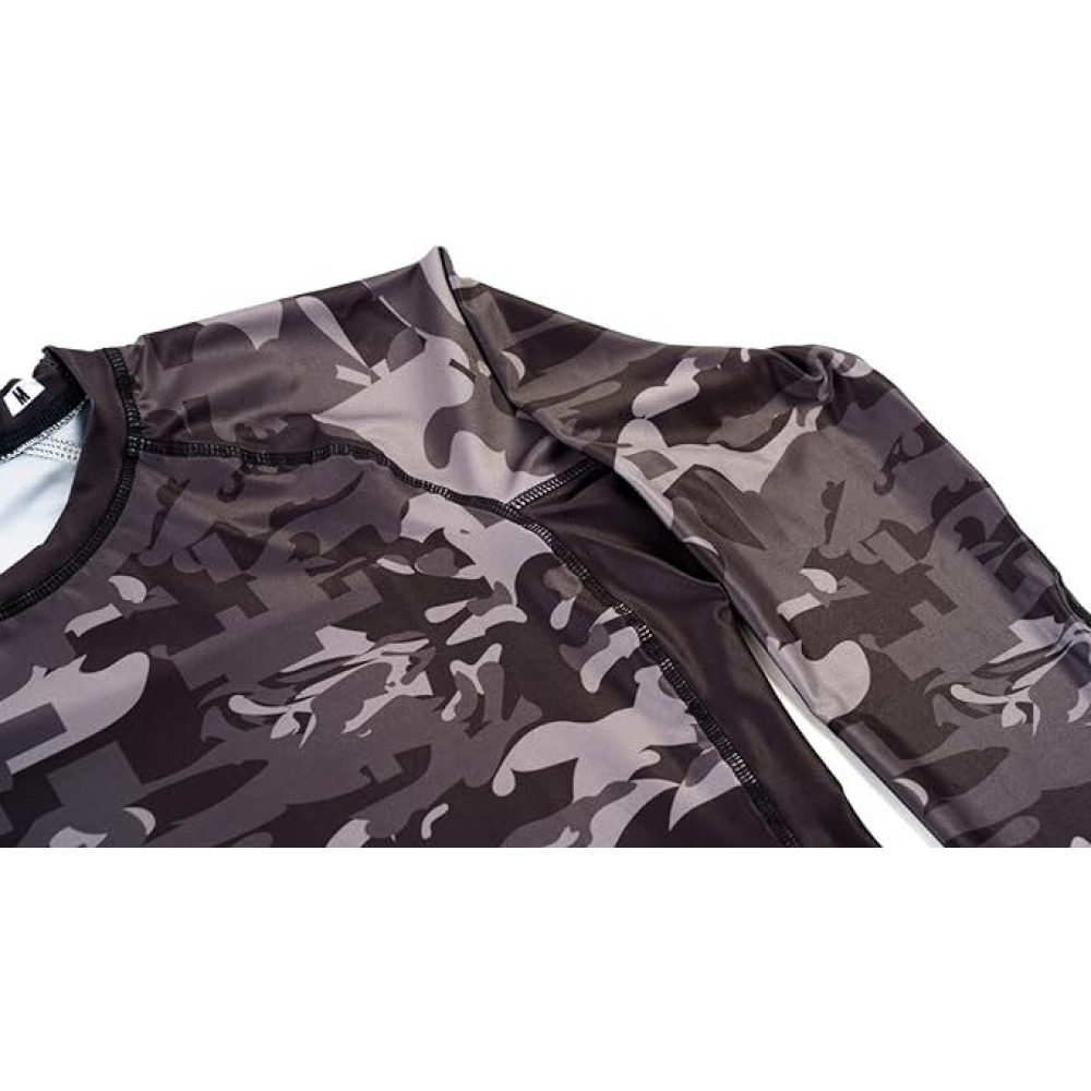 UAEJJ Jiu Jitsu Camouflage Long Sleeve Rash Guard for Men and Women  Martial Arts Dress for Unisex Adult  Taekwondo Dress - M - 2