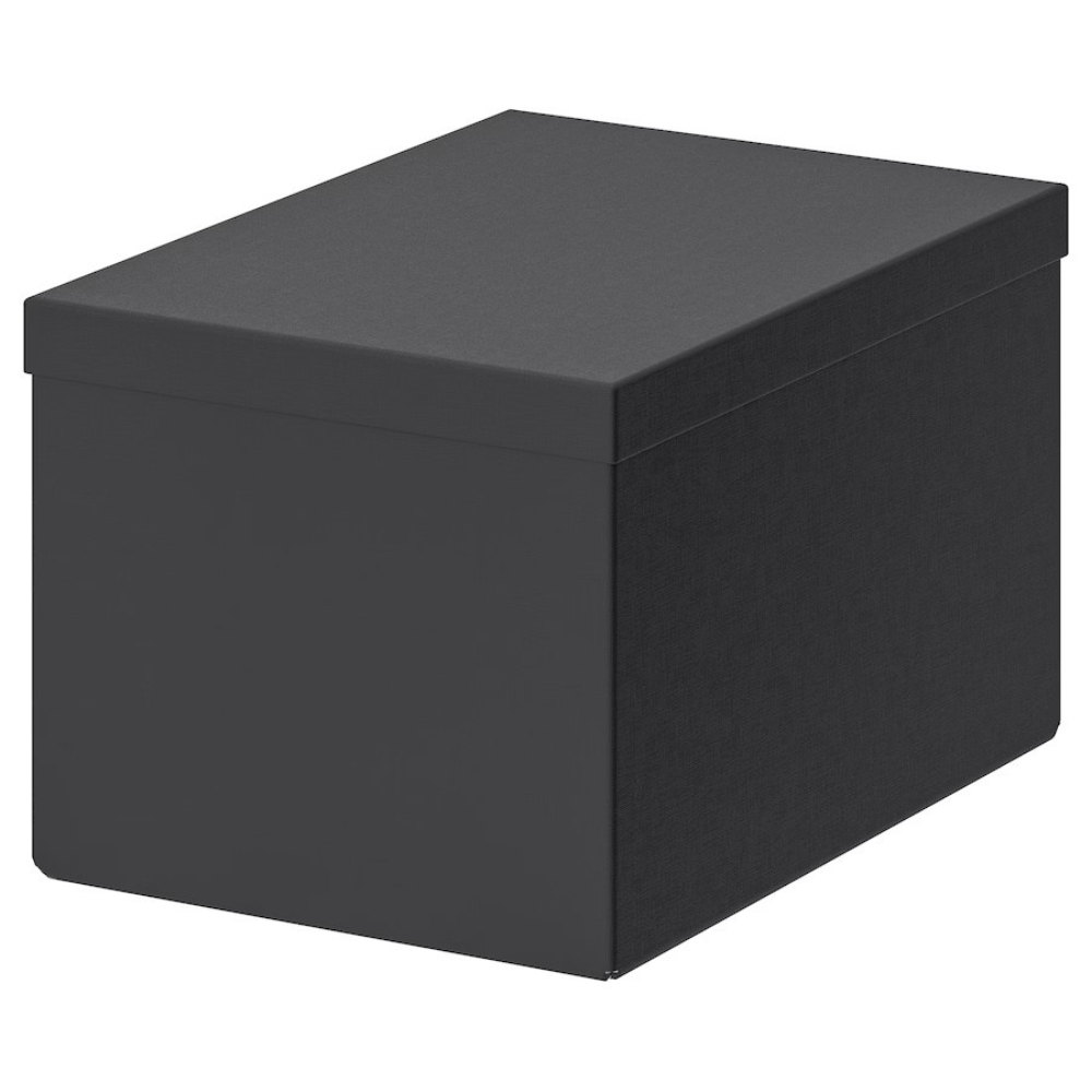 IKEA TJENA Storage Box with Lid, Black - 18x25x15 cm Versatile Desk Organizer for Small Items - 1