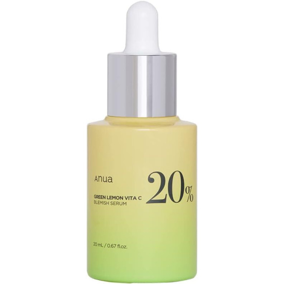 Anua, Serum, Green Lemon, Vitamin C, Vitamin E, Hyaluronic and ferulic acid, 0.67 fl.oz. (20 ml)
