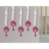 JH Gallery Lotus Hangings للديكور الزهور الجدارية المعلقة لديكور المعبد، Mandir DECOR Diwali Decor، عناصر تزيين Pooja (حزمة من 5) - 5 miniature