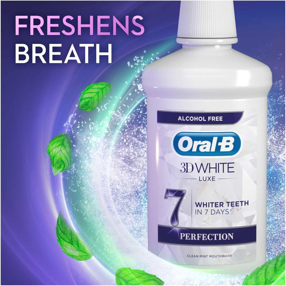Oral-B 3D White Luxe Perfection Mouthwash, Mint Flavour, 500ml - 5