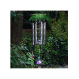 Exhart Solar Flower Wind Chime with 8 White LEDs Green Hummingbird - 4 miniature