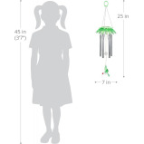 Exhart Solar Flower Wind Chime with 8 White LEDs Green Hummingbird - 5 miniature