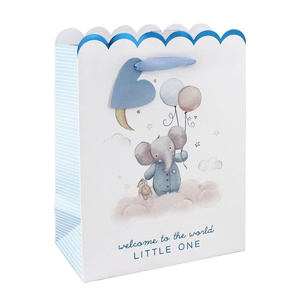 Gift Bag Eurowrap Baby Boy Elephant Large  - 1
