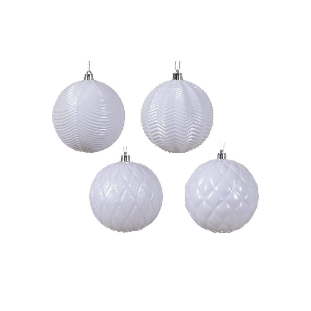 Kaemingk Decoris 10 cm Baubles Shatterproof Shiny Winter White Assorted 1 Piece - 1