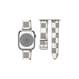 Perfii Check Leather Replacement Band For Apple Watch 49/45/44/42mm Series Ultra/8/7/6/5/4/SE - 1 miniature
