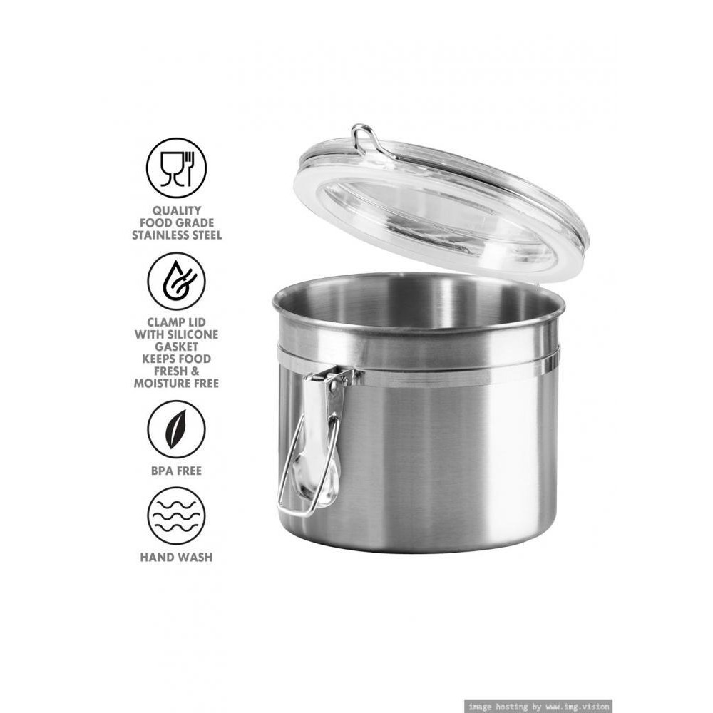 Oggi Stainless Steel 26oz Clamp Canister with Clear Lid - 5
