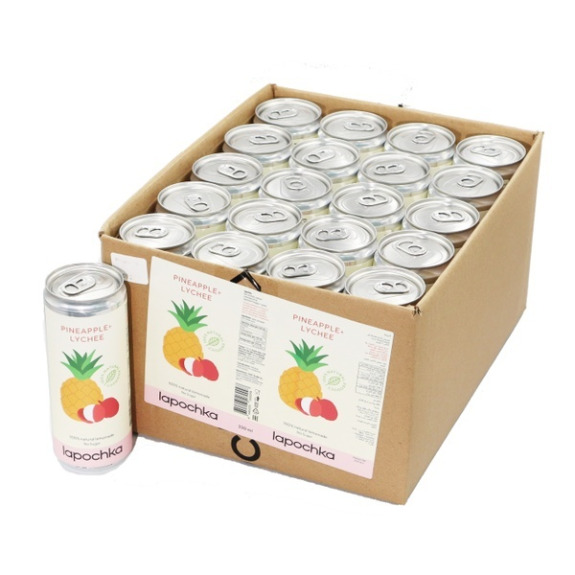 لابوتشكا ليمون طبيعي وأناناس وليتشي 330 مل 20 قطعة