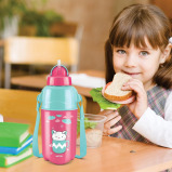 Milton Kool Trendy 400 Plastic Insulated Water Bottle with Straw for Kids, 370 ml, Cherry Pink - 5 miniature