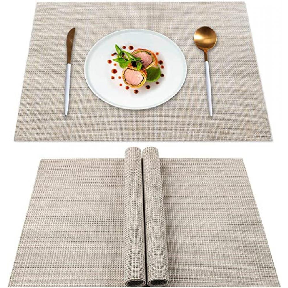 YISK, Place mats, Set of 4 heat insulation and stain resistant, 45x30 cm, Beige - 1