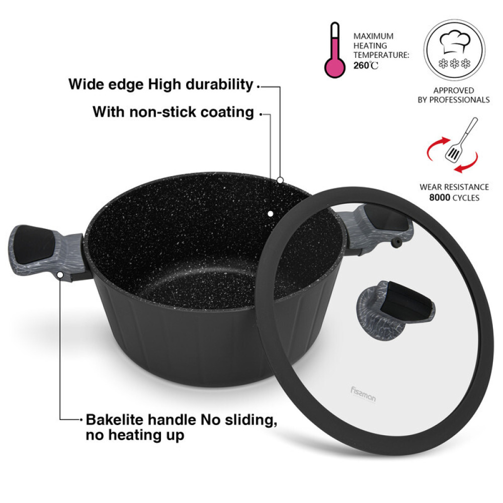 Fissman 11-Piece Cookware Set Stella Series Aluminum with Non-Stick Coating with Cooking Spoon And Turner - 3