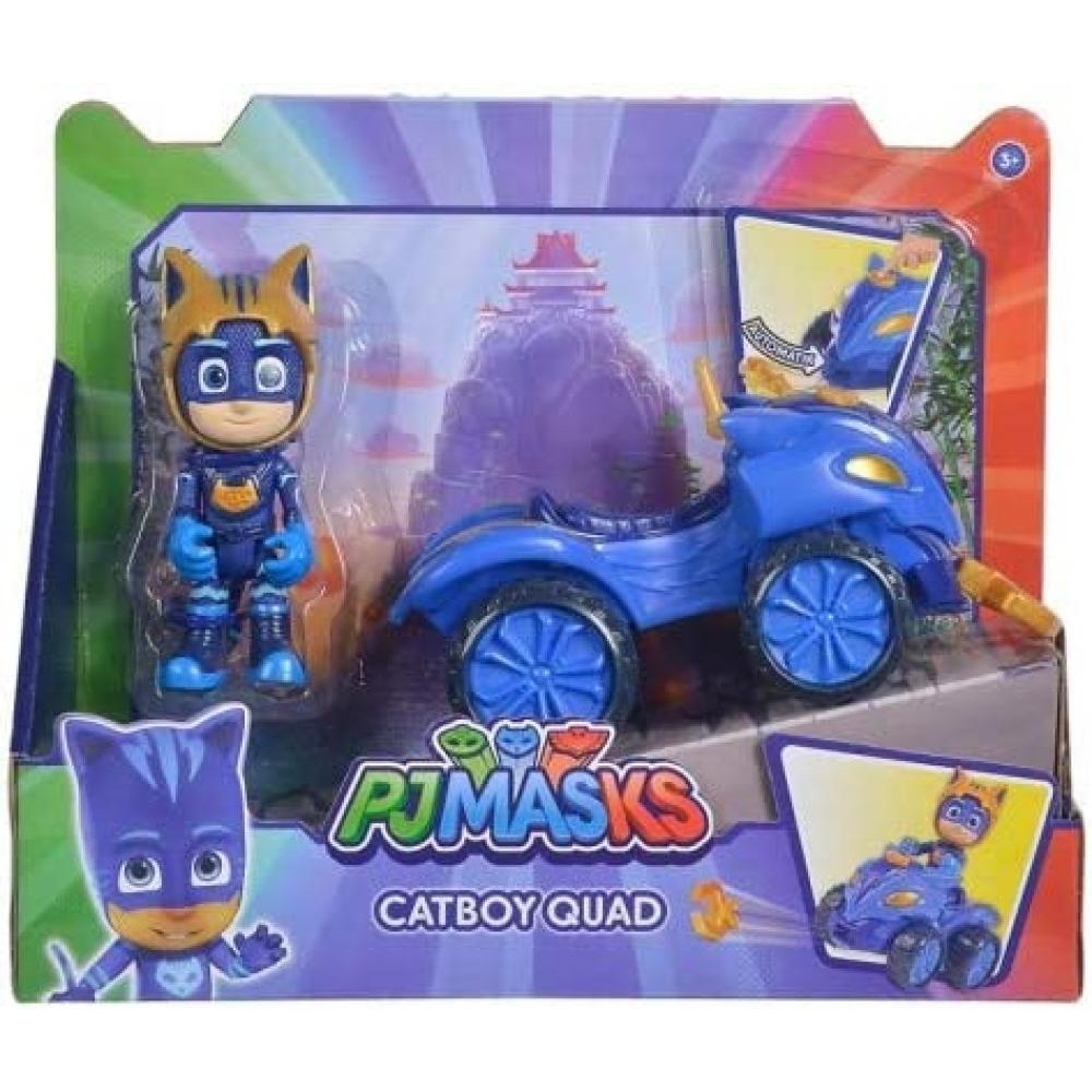 Simba 109402421 PJ Masks Quad Catboy with Superhero Action Figure with Integrated Winch Blue with Gold Accents Figure 8 cm Large for Children from 3 Y - 3