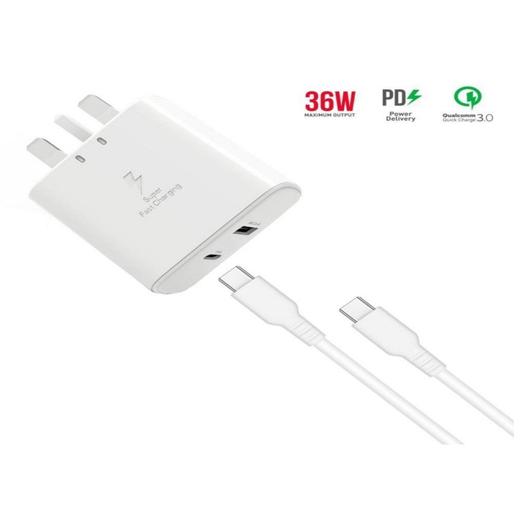 Зарядное устройство Trands 36 Вт с кабелем Type-C на Type-C белое - 1