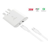 Зарядное устройство Trands 36 Вт с кабелем Type-C на Type-C белое - 1 miniature