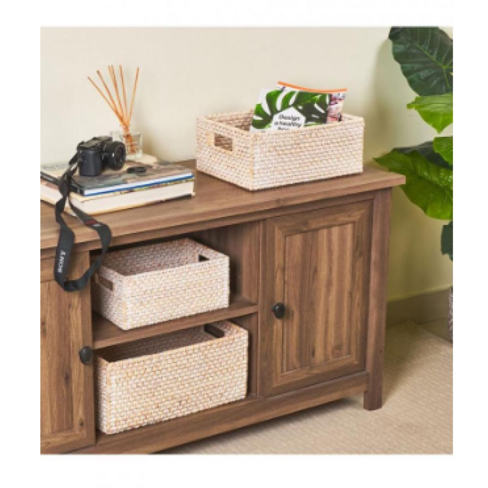 Homesmiths Whitewashed Rattan Storage Bins With Handles Large - 3