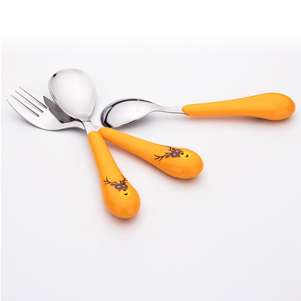 Fissman 3-Piece Stainless Steel Deer Shape Cutlery Set Orange\/Silver 15.5cm - 2