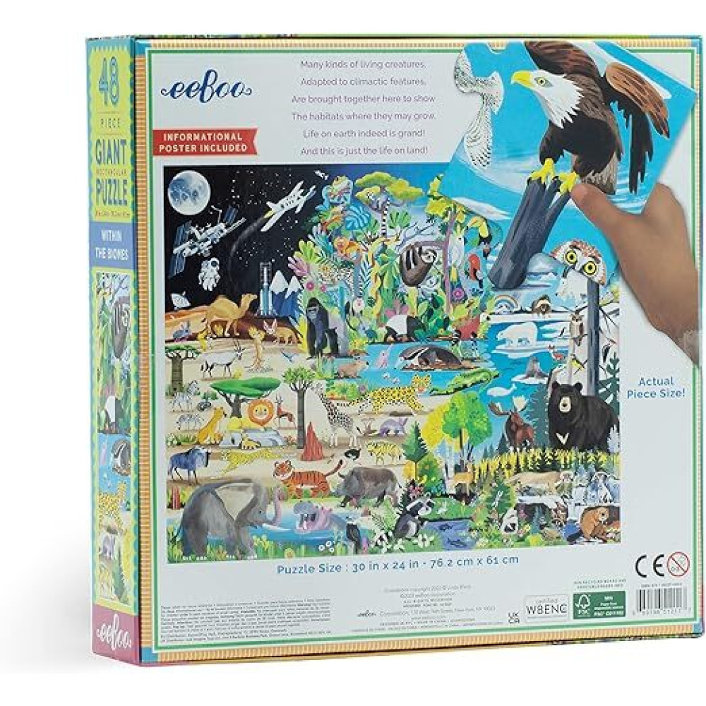 eeBoo Within The Biomes 48 Piece Giant Jigsaw Puzzle for Kids, Multicolour, for Education and fun to play for kids.  - 3