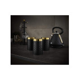 Swan SWKA17523BLKN Gatsby Set of 3 Kitchen Canisters, Tea Coffee Sugar, Black, One Size - 3 miniature