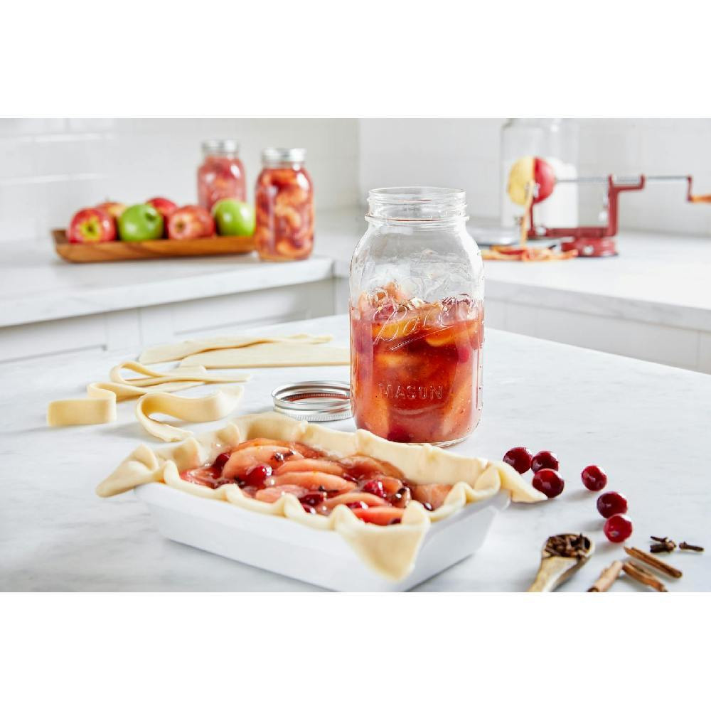 Банка Mason с Крышками. Обычная Стеклянная Банка ДЛЯ Рта, отлично подходит для СОХРАНЕНИЯ Свежих рецептов. НАБОР ИЗ 12, 32 Унций, многоразовые БАНКИ - 3