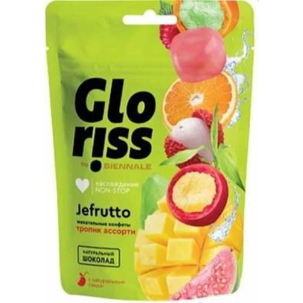 Конфеты Жевательные jefrutto шоколадные со вкусом тропиков ассорти 75г - 1
