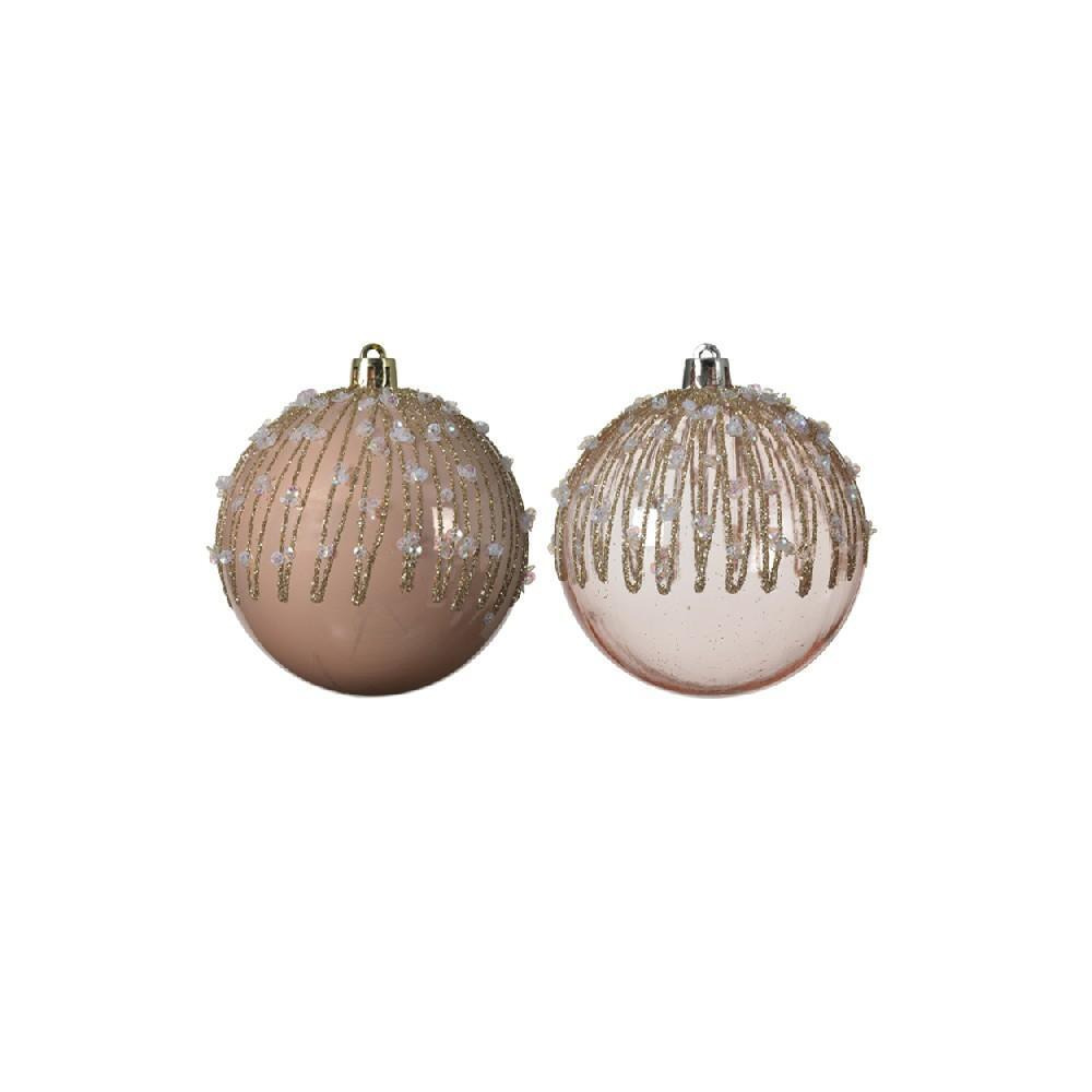 Kaemingk Decoris Bauble Shatterproof with Pearl \& Glitter Stripe Assorted 1 Piece - 1