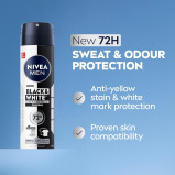 NIVEA MEN Black & White Invisible Deodorant Spray, Original, 72H Active Protection, Stains, Residues & Irritation, 2x150ml - 3 miniature