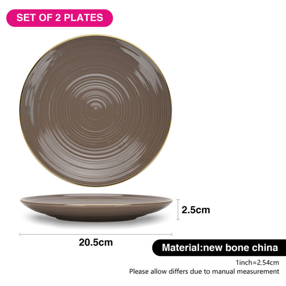 Fissman 2-Piece Plates Firmina Brown 21cm New Bone China - 3