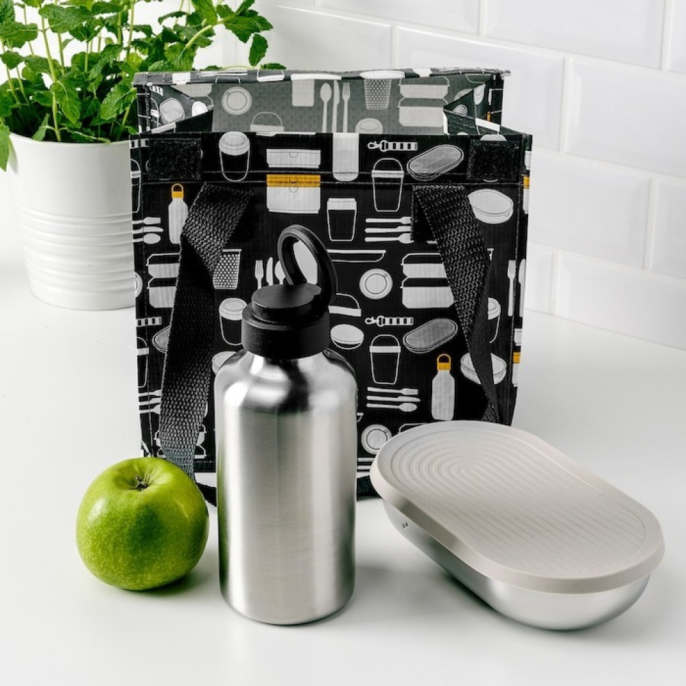 Ikea ENKELSPÅRIG Stainless Steel Water Bottle, Black-0.7L - 3
