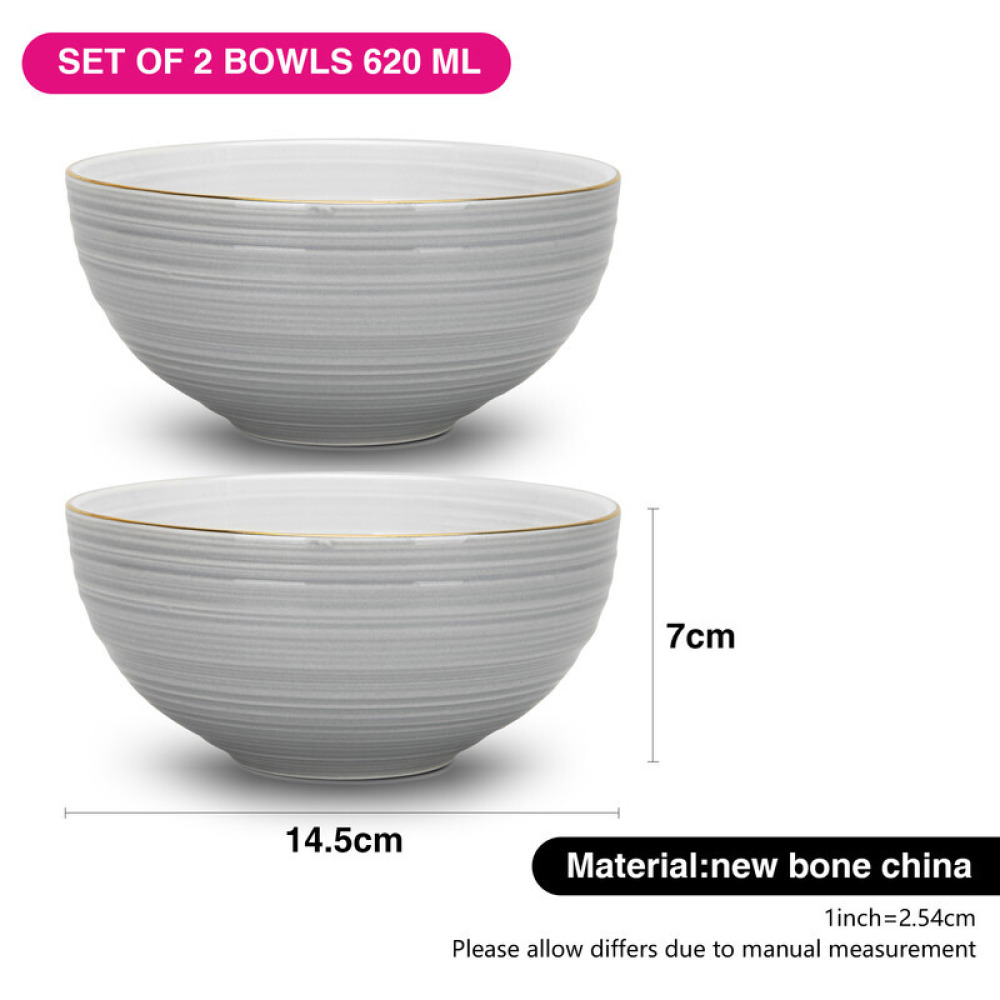 Fissman 2-Piece Bowls Firmina Gray 14.5/620ml New Bone China - 3