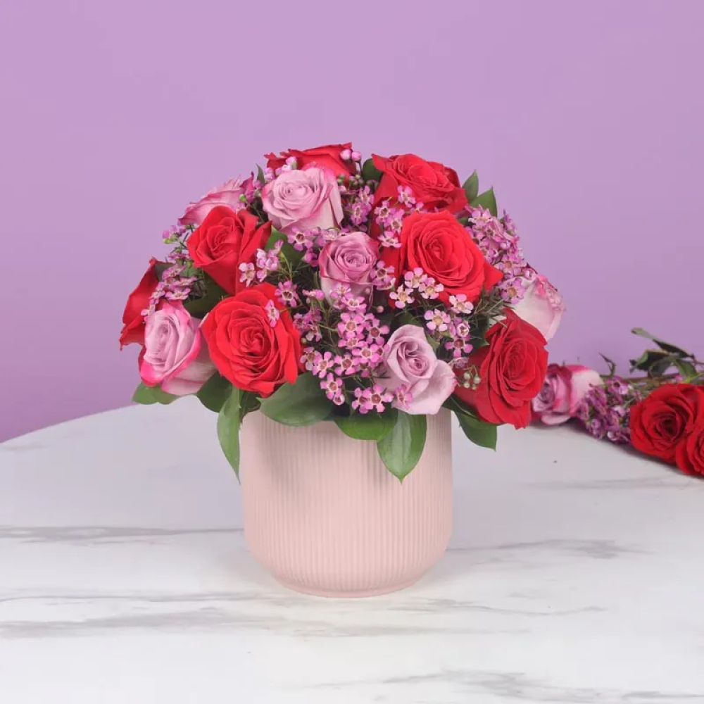 Majestic 21 Red and Purple Roses Arrangement - 1