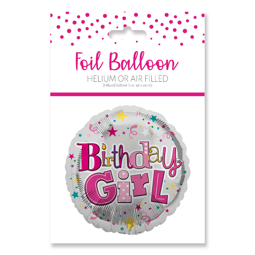 Ballunar Birthday Girl Foil Balloon 45.7cm - Perfect for Celebrations and Decor. - 1