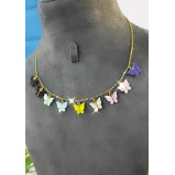 Красочный Кристалл Кварца В Форме бабочки С Позолоченной Цепочкой-Колье - 2 miniature