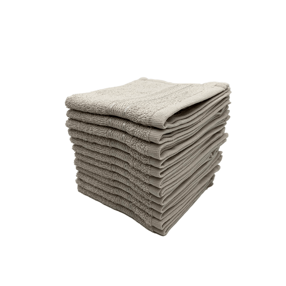 BYFT Daffodil Face Towel 30 x 30 Cm 500 Gsm Light Grey Stripe Diamond Dobby 100% Cotton Set of 12 - 2