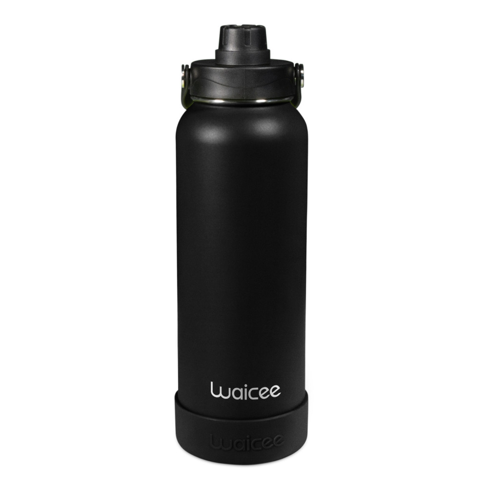 Waicee Onyx Black Reusable Bottle - Ideal for Back-to-School, Insulated, Leak-Proof, Large Capacity, Durable, BPA-Free -  1200ml - 1