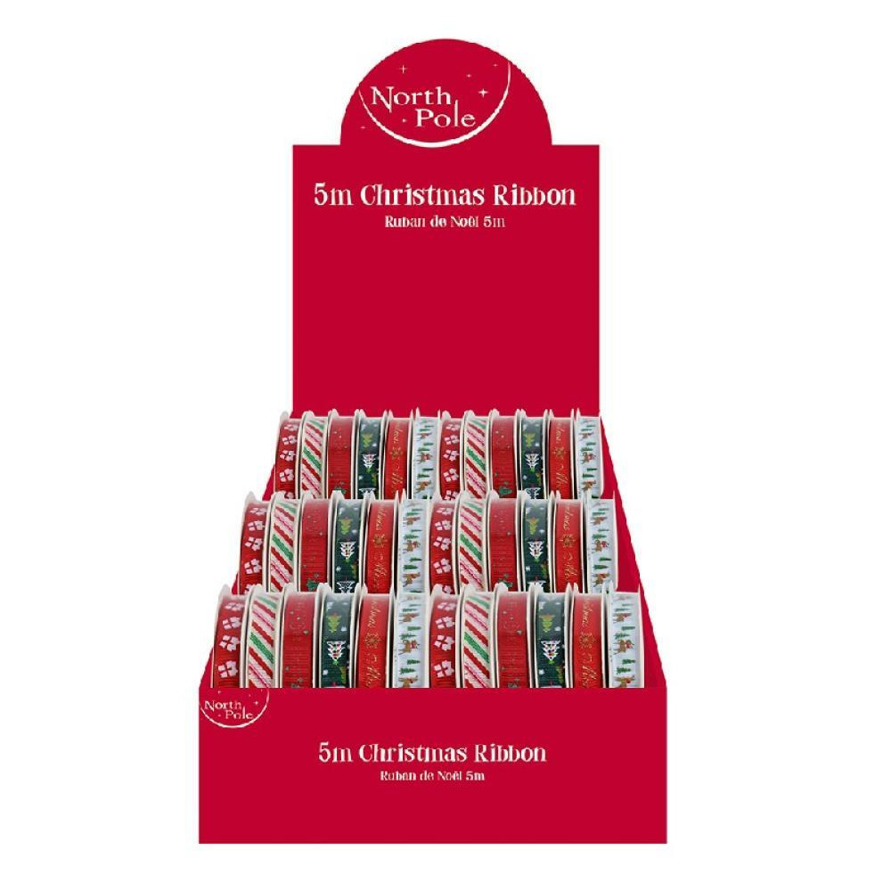 North Pole 5 Meter Christmas Ribbon 32943 - 1