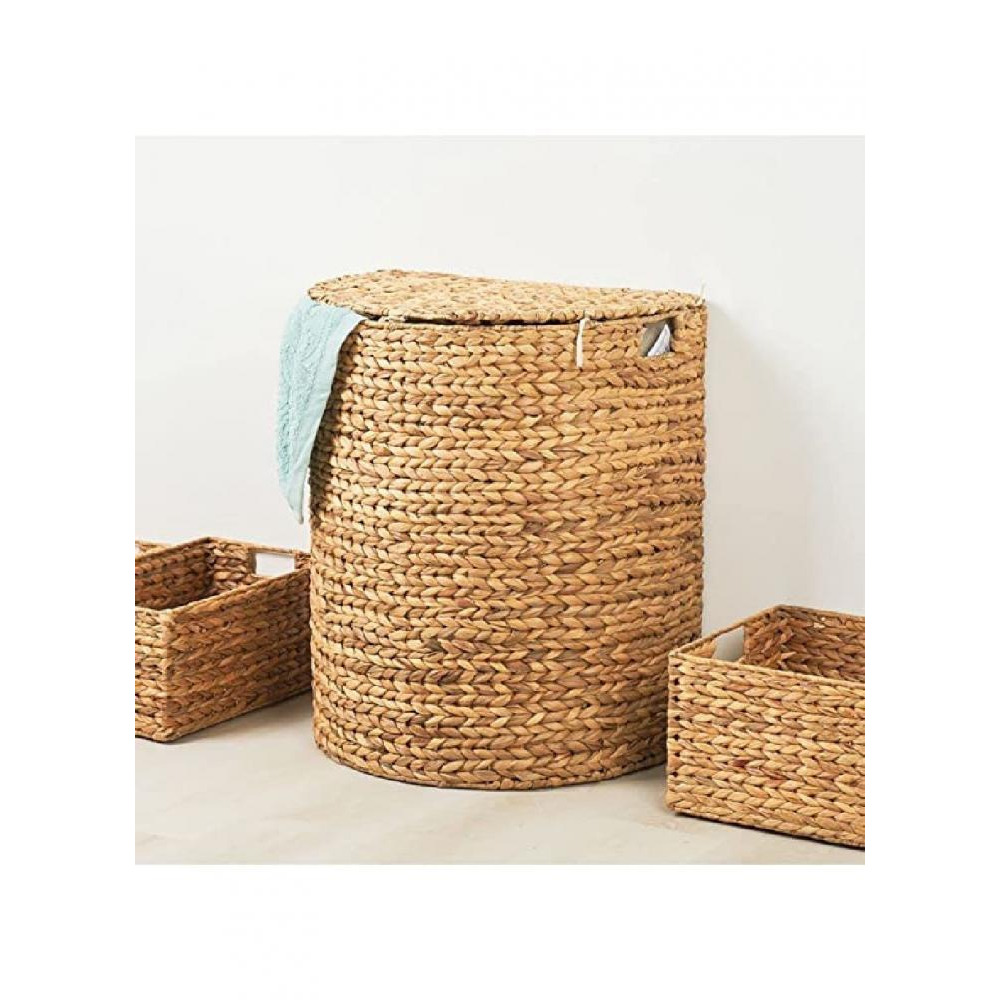 Homesmiths Water Hyacinth Half Moon With Liner Natural 51 x. 35.5 × ارتفاع 61 سم - 4