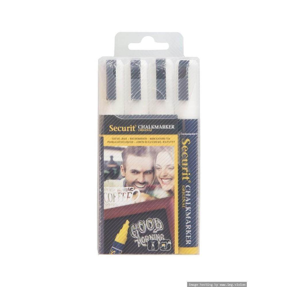 Securit Liquid Chalkmarker White 2-6mm Nib Pack of 4 - 1