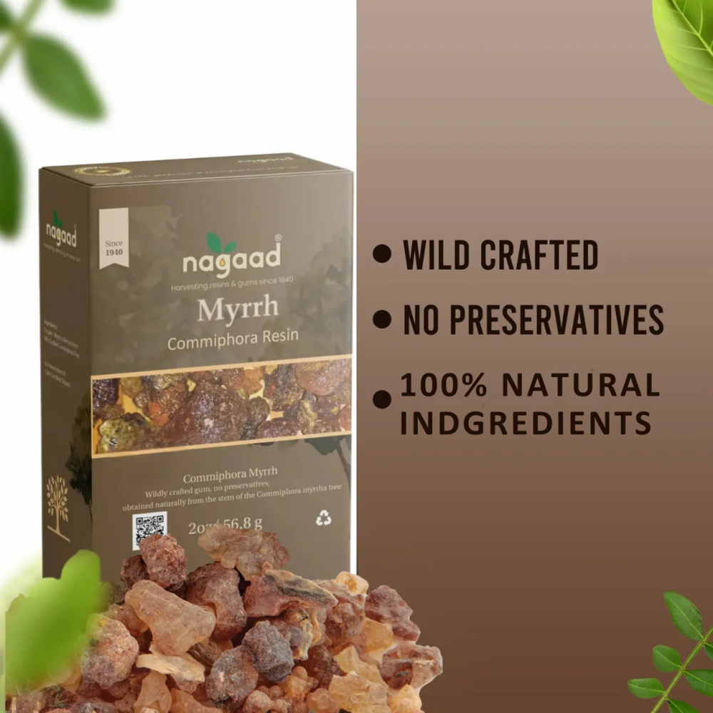 Nagaad Organic Commiphora Myrrh Resin Ладан - 100% Сертифицированная Органическая Дикая Чистая И ВЫСОКОКАЧЕСТВЕННАЯ Ароматическая Смола - 5