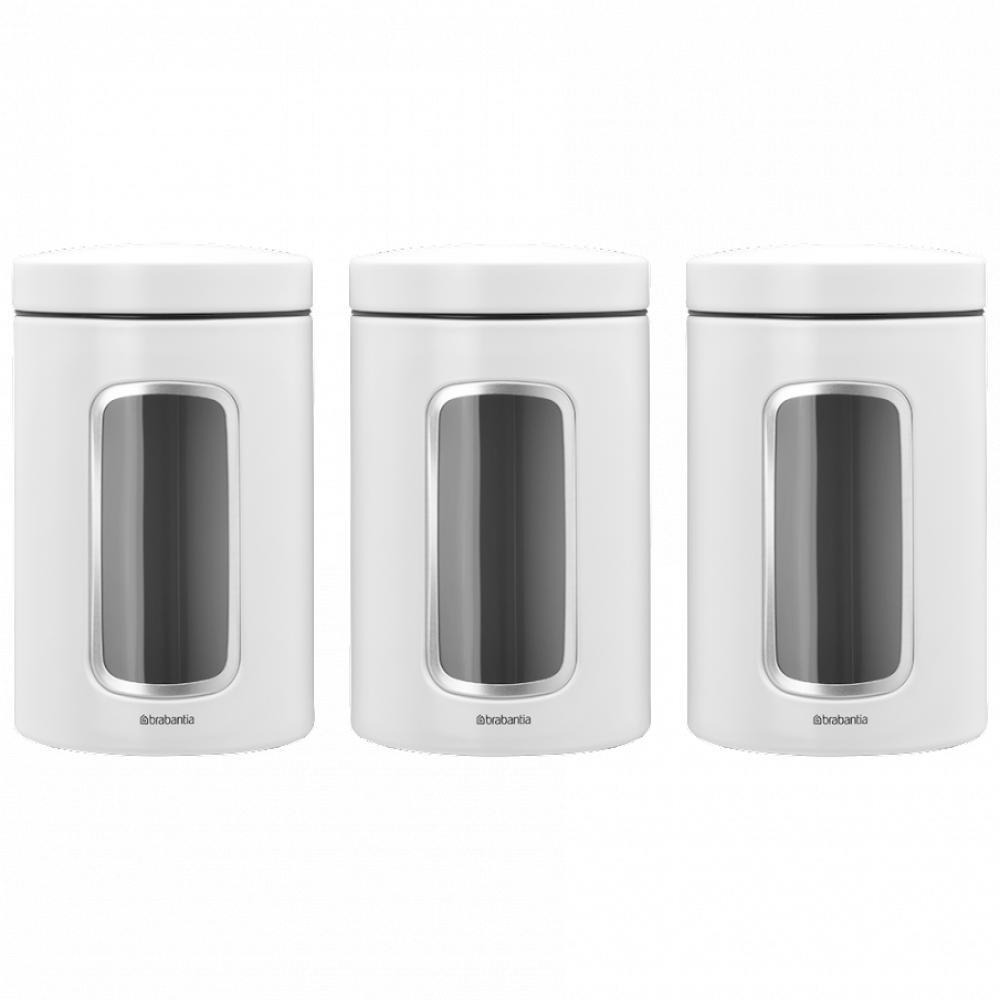 Brabantia Window Canister set, 1.4 litre, 3 piece - White - 1