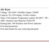 قلاية بدون زيت جاماكي، 2500 واط، 8 لتر، شاشة ديجيتال، أسود، JMK5012 - 2 miniature