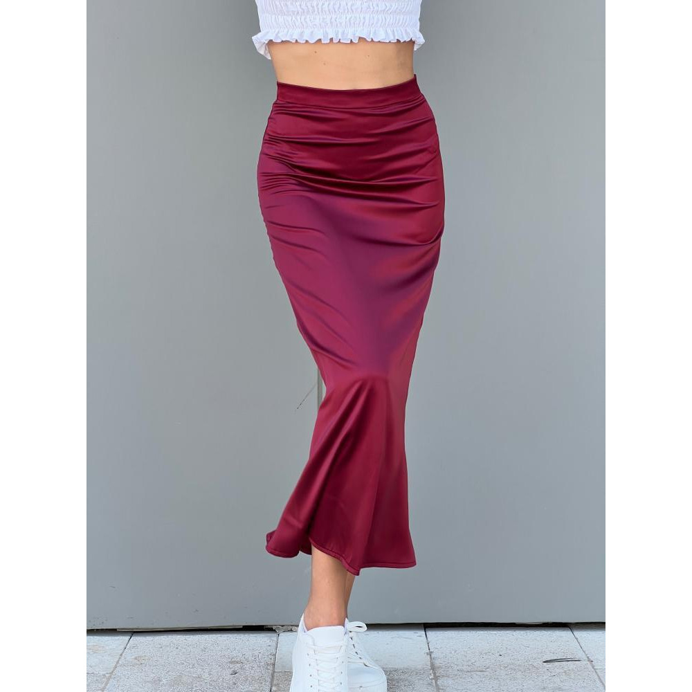 Шелковая Юбка Темно-Бордового Цвета (Размер M) - 1