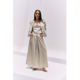 تنورة على شكل حرف A من الكتان، بيج لامع (XS) - 1 miniature