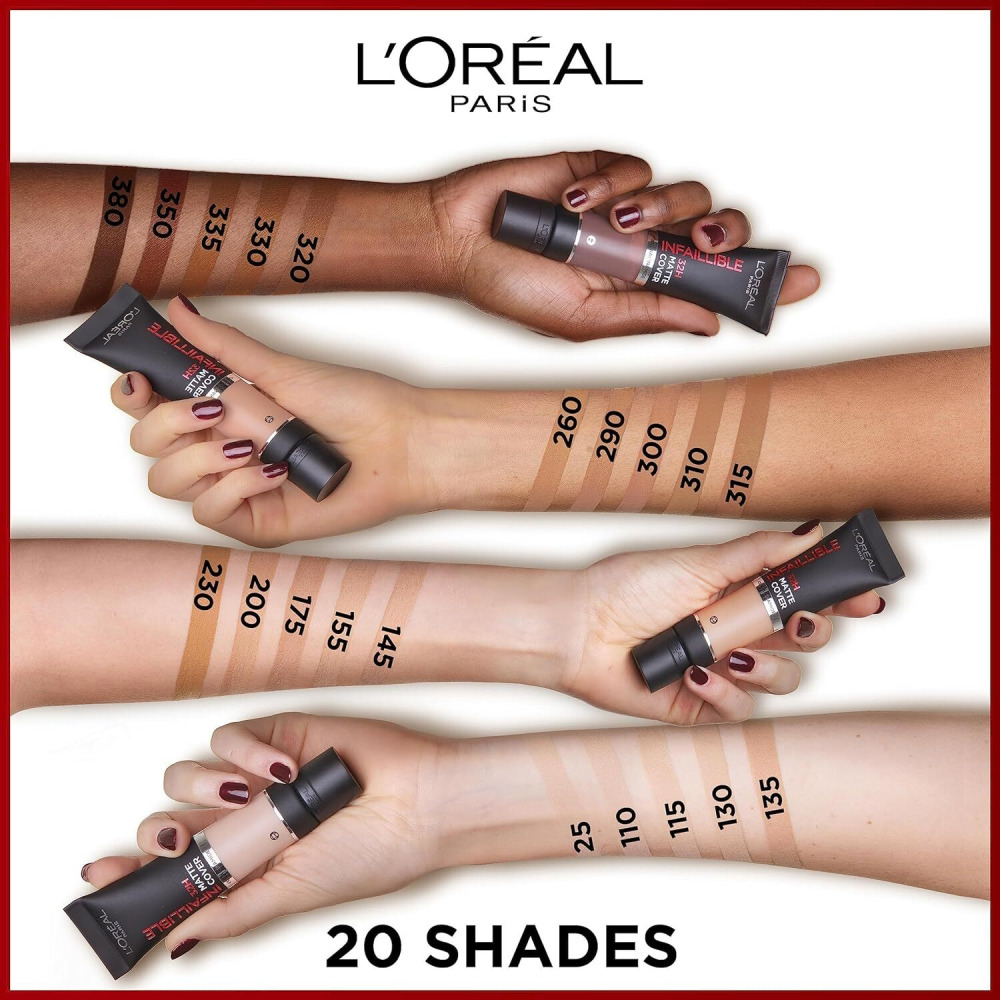 L'Oreal Paris Cover Liquid Foundation, SPF 25, 32H Matte Cover, Shade 25, 30ml - 4