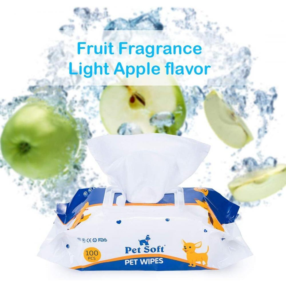 Pet Soft / Pet wipes, Apple scent, 20x15 cm, 100 pcs - 5