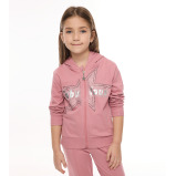 Girl's 2-Piece Set, Long Sleeves Fullzipper Hoodie & Jogger (7-8 yrs), Pink - 4 miniature