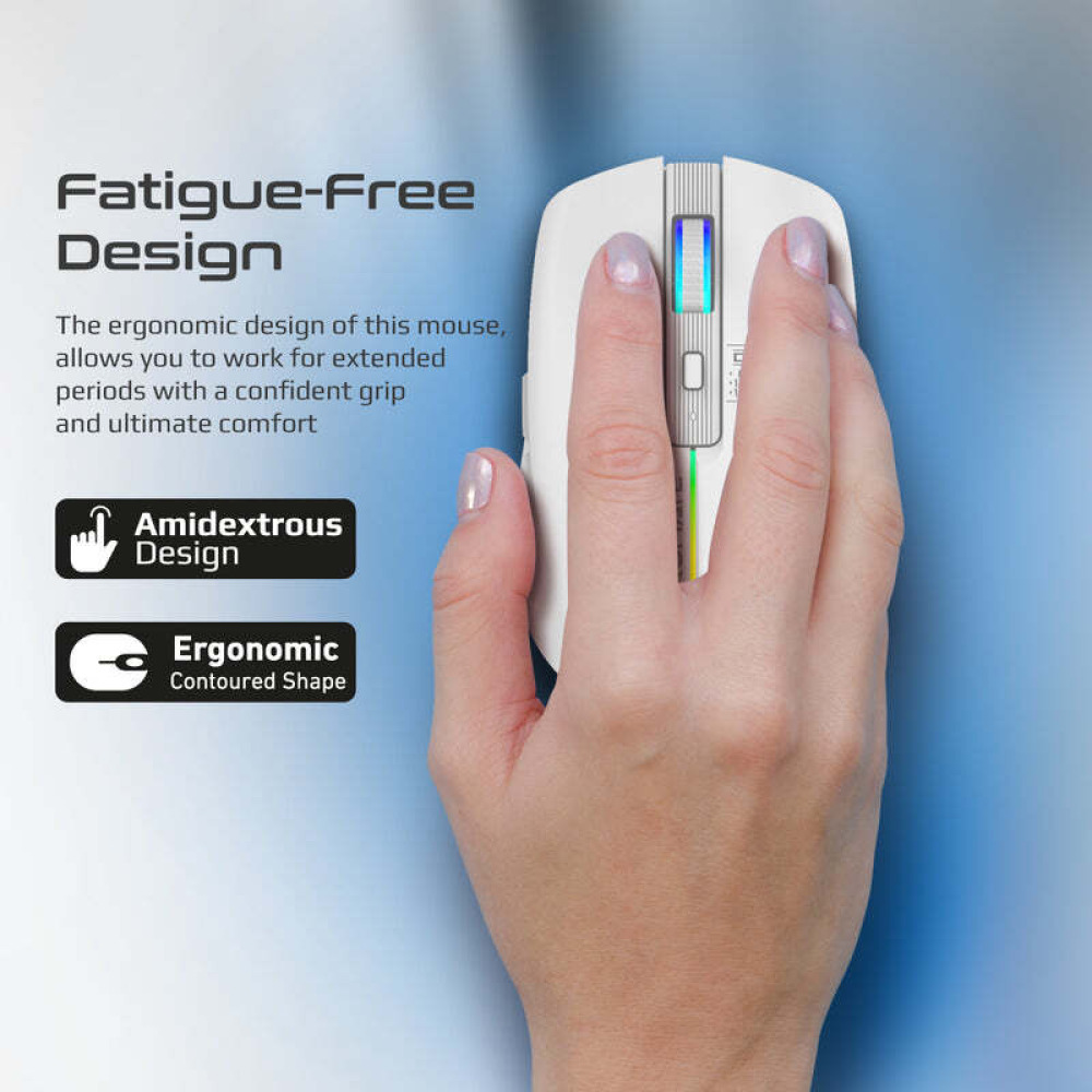 Promate Kitt 2.4GHz Wireless Ergonomic Optical Mouse with LED Rainbow Lights - 4