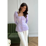 Satin Decorated Top (Lavender), size S - 1 miniature