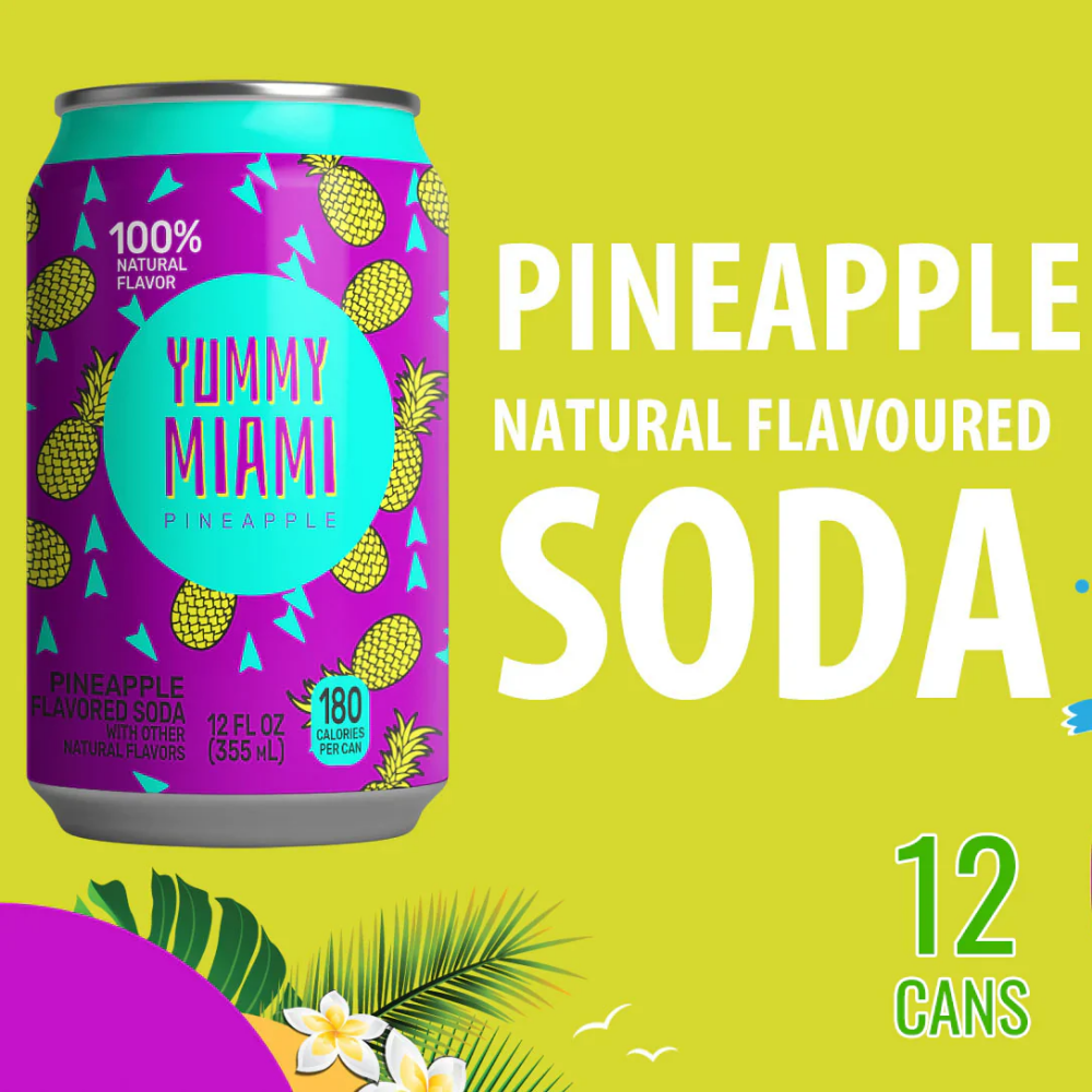 Yummy Miami Pineapple Can 355 ml x 12 Pcs - 1