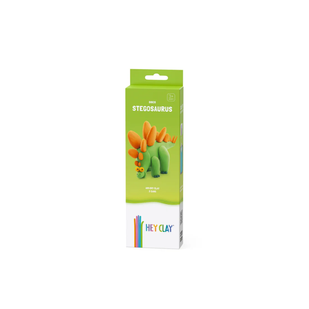 HEY CLAY - Воздушно-Сухая Глина СТЕГОЗАВР, 3 Банки - 1